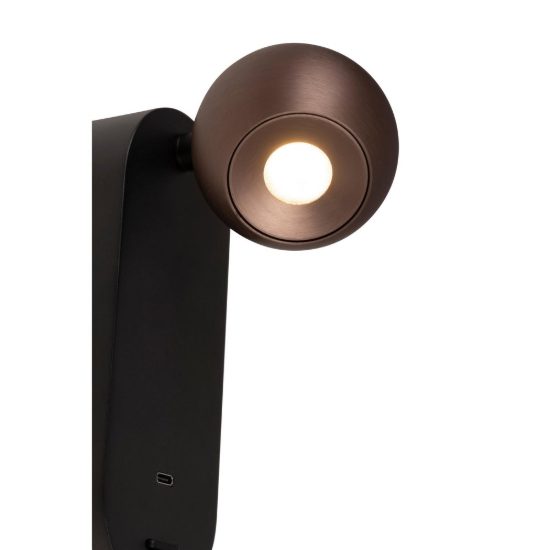 Applique per comodino camera da letto moderna caffe nero led 6w cct 2700k 4000k