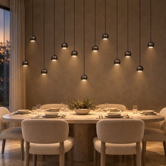 Lampadario con 13 pendenti lineare grigio ferro led 74,1w cct 2700k 4000k con telecomando