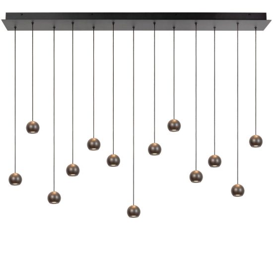 Lampadario con 13 pendenti lineare grigio ferro led 74,1w cct 2700k 4000k con telecomando