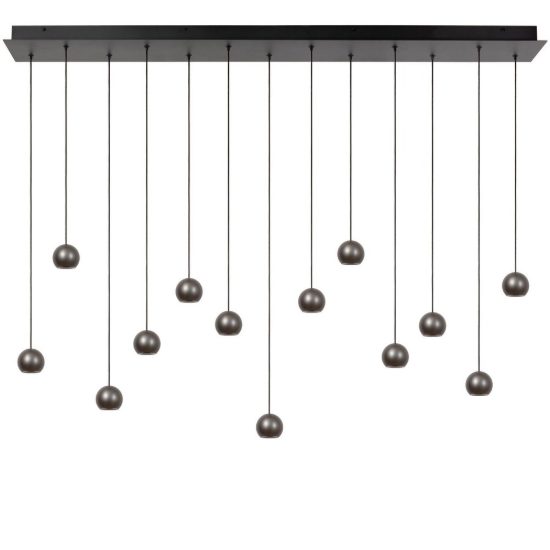 Lampadario con 13 pendenti lineare grigio ferro led 74,1w cct 2700k 4000k con telecomando