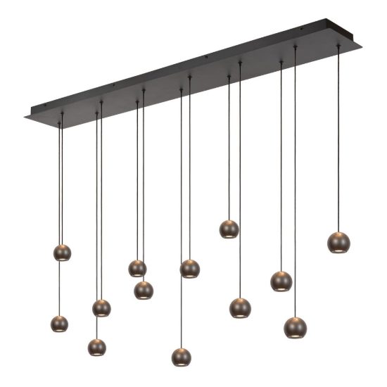 Lampadario con 13 pendenti lineare grigio ferro led 74,1w cct 2700k 4000k con telecomando