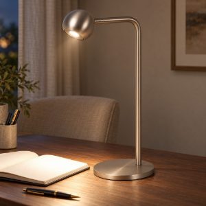 Lampada da scrivania a sfera per studio moderna grigio ferro led 5w 2700k dimmerabile