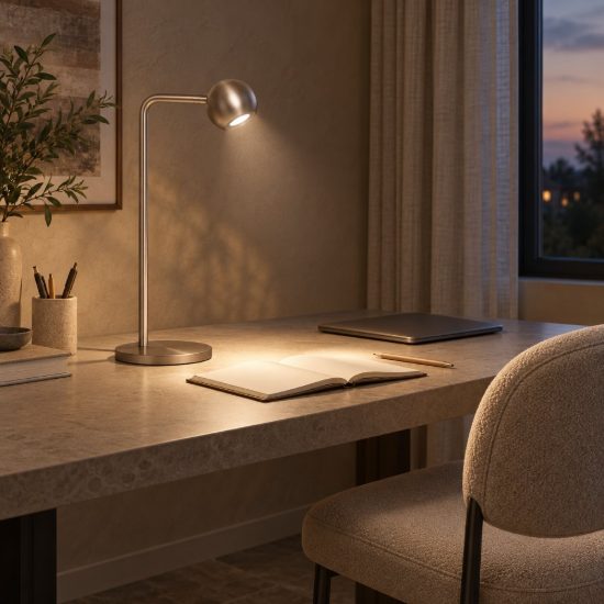 Lampada da scrivania a sfera per studio moderna grigio ferro led 5w 2700k dimmerabile