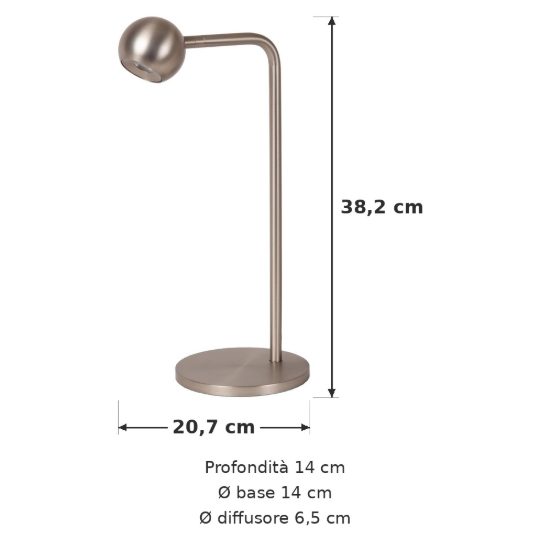 Lampada da scrivania a sfera per studio moderna grigio ferro led 5w 2700k dimmerabile
