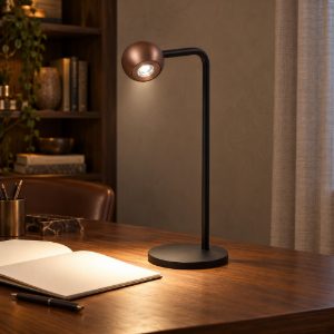 Lampada da scrivania a sfera per studio moderna caffe nero led 5w 2700k dimmerabile