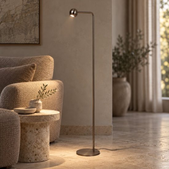 Piantana a sfera per soggiorno moderna grigio ferro led 6,3w 2700k dimmerabile