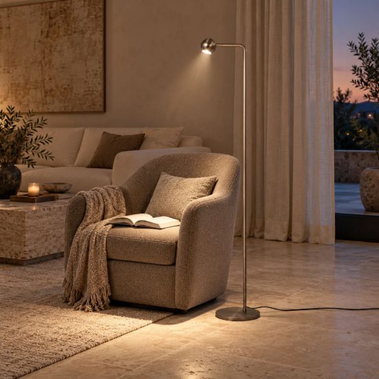 Piantana a sfera per soggiorno moderna grigio ferro led 6,3w 2700k dimmerabile