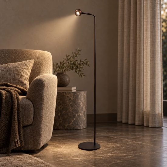 Lampada da terra a sfera per soggiorno moderna caffe nero led 6,3w 2700k dimmerabile