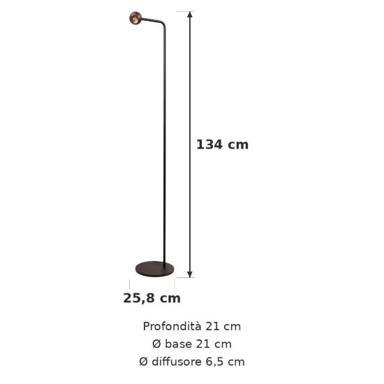 Lampada da terra a sfera per soggiorno moderna caffe nero led 6,3w 2700k dimmerabile