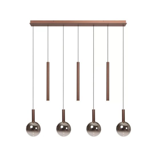 Lampadario con 7 pendenti per sala da pranzo contemporaneo rame fume led 28w cct 2200k 2700k 3300k