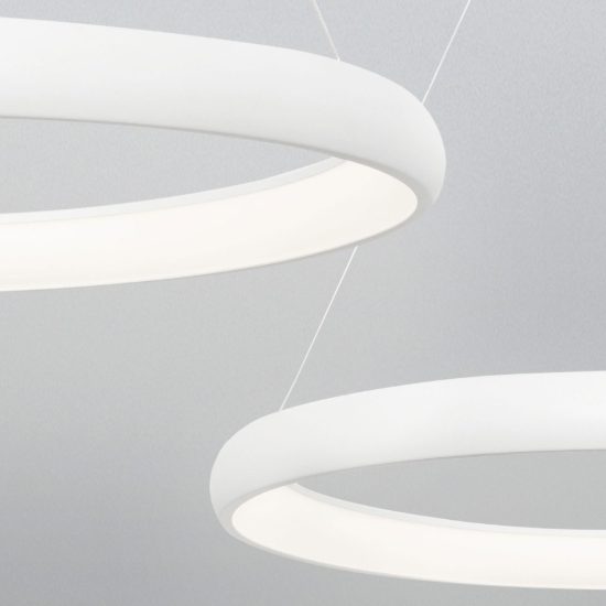 Lampadario a sospensione ad anello led 80w 3000k dimmerabile per sala da pranzo bianco sabbiato