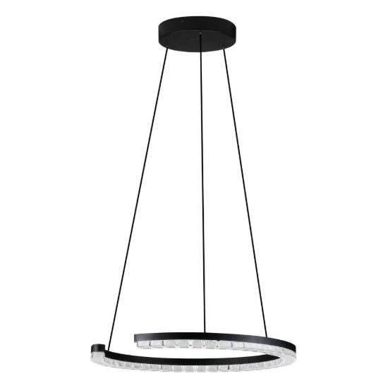 Lampadario a sospensione ad anello led 21w 3000k dimmerabile per soggiorno nero sabbiato