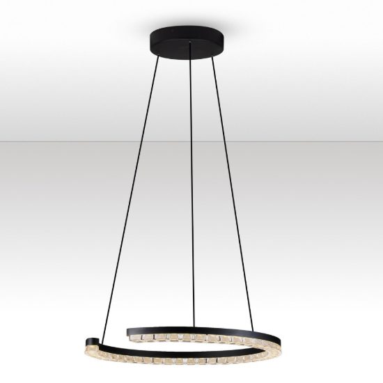 Lampadario a sospensione ad anello led 21w 3000k dimmerabile per soggiorno nero sabbiato