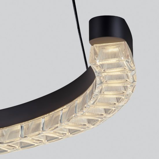 Lampadario a sospensione ad anello led 21w 3000k dimmerabile per soggiorno nero sabbiato