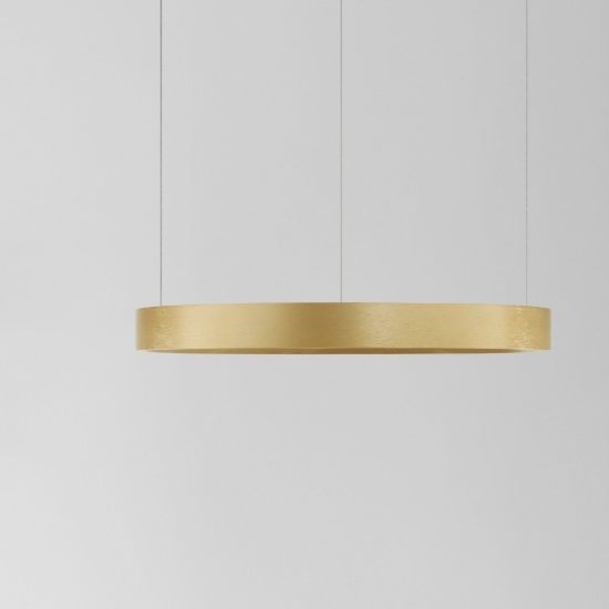 Lampadario a sospensione ad anello led 22w 3000k dimmerabile per ingresso oro spazzolato