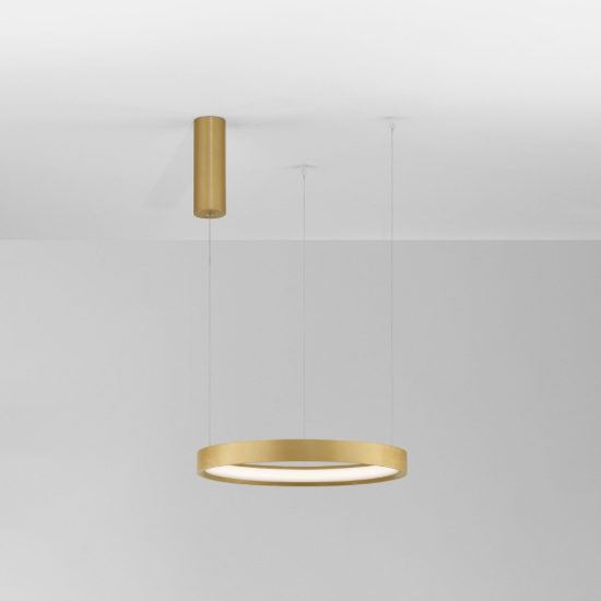 Lampadario a sospensione ad anello led 22w 3000k dimmerabile per ingresso oro spazzolato