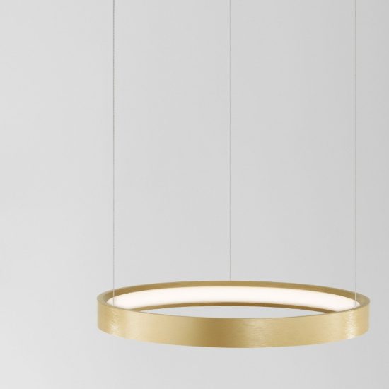 Lampadario a sospensione ad anello led 22w 3000k dimmerabile per ingresso oro spazzolato