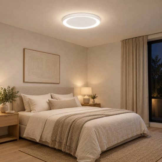 Plafoniera tonda ultrapiatta led 30w 2700k dimmerabile moderna bianca sabbiata