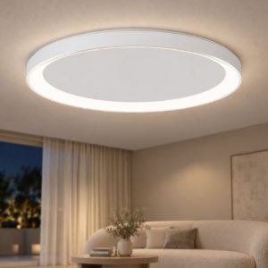 Plafoniera tonda ultrapiatta led 40w 2700k dimmerabile moderna bianca sabbiata