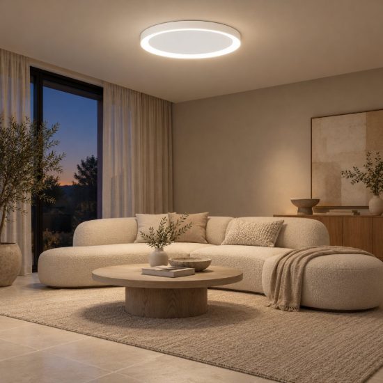 Plafoniera tonda ultrapiatta led 40w 2700k dimmerabile moderna bianca sabbiata