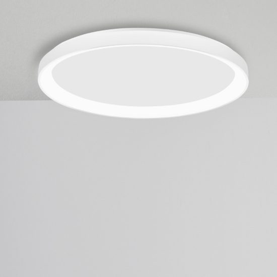 Plafoniera tonda ultrapiatta led 40w 2700k dimmerabile moderna bianca sabbiata