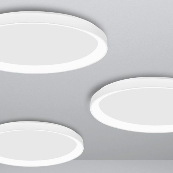 Plafoniera tonda ultrapiatta led 40w 2700k dimmerabile moderna bianca sabbiata