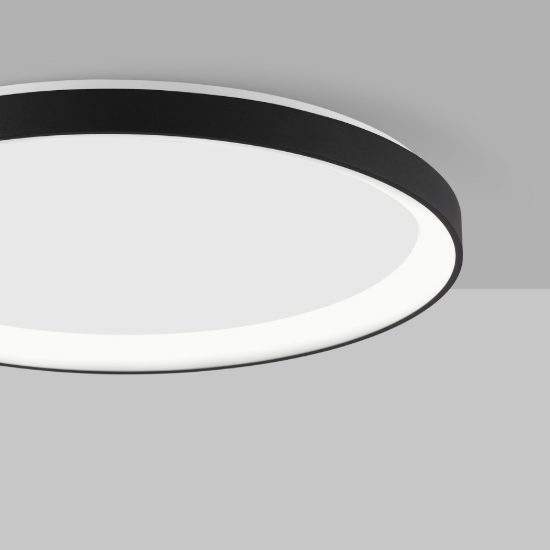 Plafoniera tonda ultrapiatta led 40w 2700k dimmerabile moderna nera sabbiata