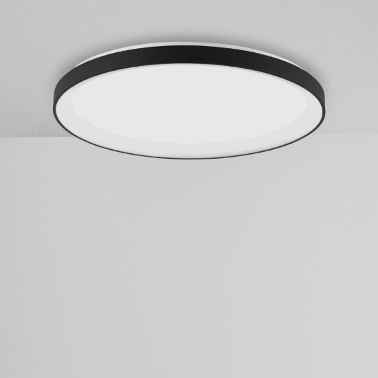 Plafoniera tonda ultrapiatta led 40w 2700k dimmerabile moderna nera sabbiata