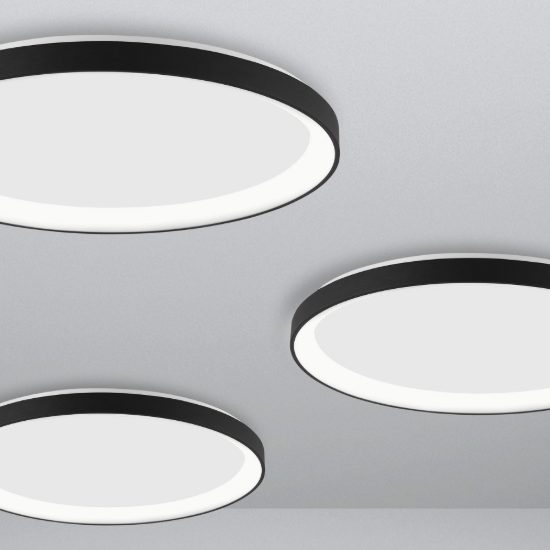 Plafoniera tonda ultrapiatta led 40w 2700k dimmerabile moderna nera sabbiata