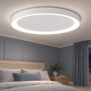 Plafoniera tonda ultrapiatta led 50w 2700k dimmerabile moderna bianca sabbiata