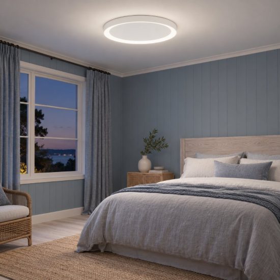 Plafoniera tonda ultrapiatta led 50w 2700k dimmerabile moderna bianca sabbiata