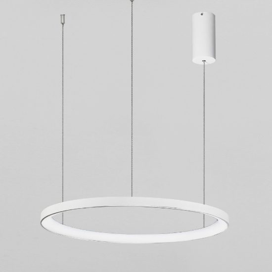 Lampadario a sospensione ad anello led 38w 2700k dimmerabile per soggiorno moderno bianco sabbiato
