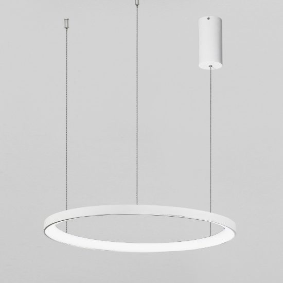 Lampadario a sospensione ad anello led 38w 2700k dimmerabile per soggiorno moderno bianco sabbiato