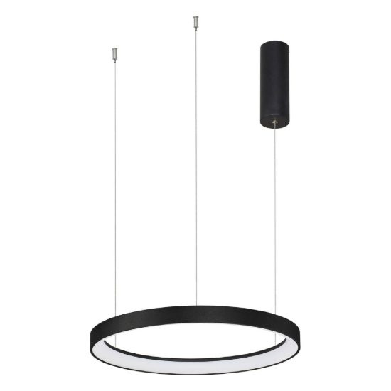 Lampadario a sospensione ad anello led 38w 2700k dimmerabile per soggiorno moderno nero sabbiato