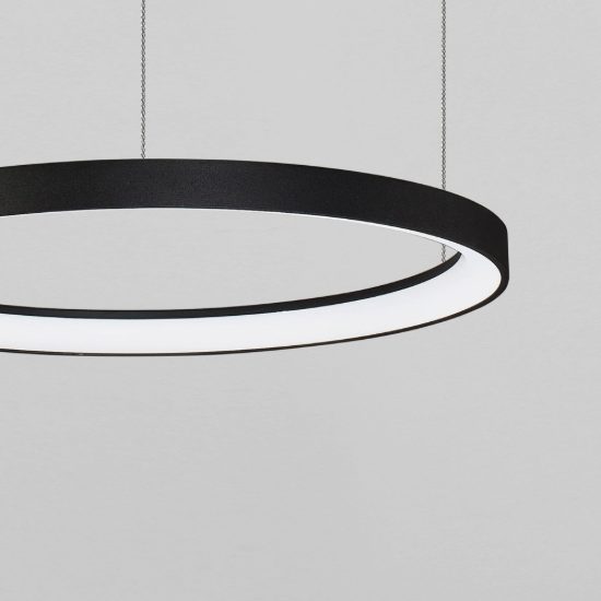 Lampadario a sospensione ad anello led 38w 2700k dimmerabile per soggiorno moderno nero sabbiato