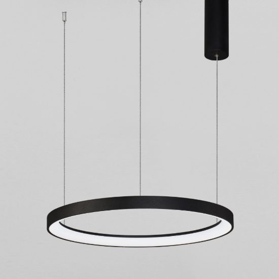 Lampadario a sospensione ad anello led 38w 2700k dimmerabile per soggiorno moderno nero sabbiato
