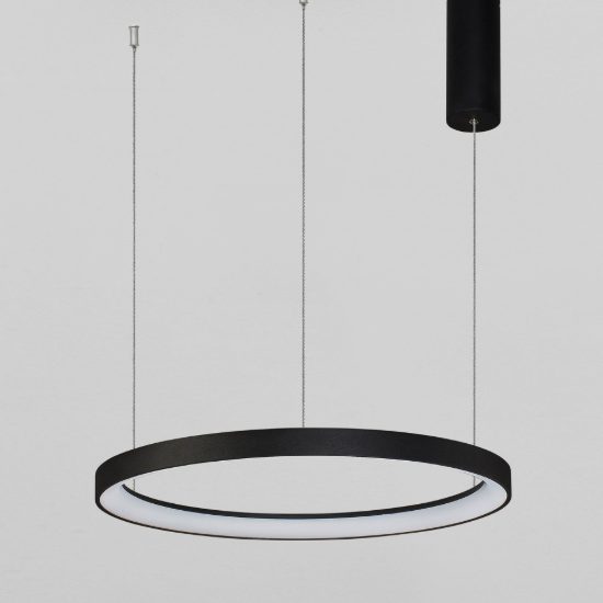 Lampadario a sospensione ad anello led 38w 2700k dimmerabile per soggiorno moderno nero sabbiato