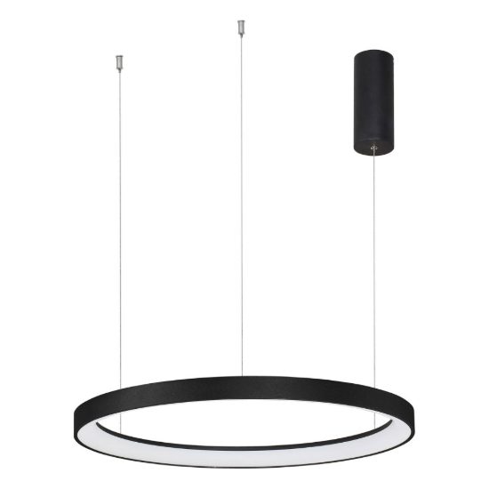 Lampadario a sospensione ad anello led 48w 2700k dimmerabile per soggiorno moderno nero sabbiato