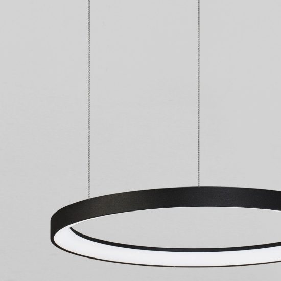 Lampadario a sospensione ad anello led 48w 2700k dimmerabile per soggiorno moderno nero sabbiato