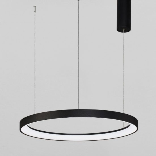 Lampadario a sospensione ad anello led 48w 2700k dimmerabile per soggiorno moderno nero sabbiato