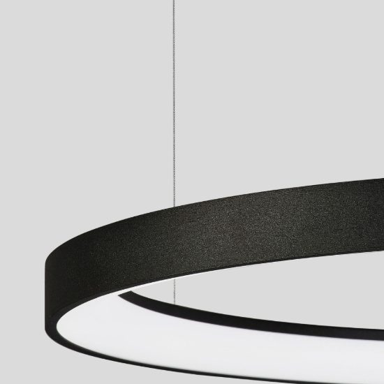 Lampadario a sospensione ad anello led 48w 2700k dimmerabile per soggiorno moderno nero sabbiato