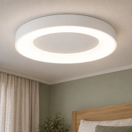 Plafoniera ad anello led 50w 4000k dimmerabile per camera da letto moderna bianca sabbiata