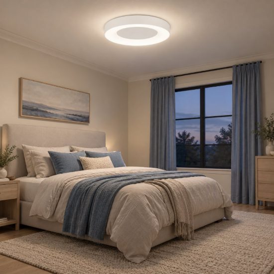 Plafoniera ad anello led 50w 4000k dimmerabile per camera da letto moderna bianca sabbiata