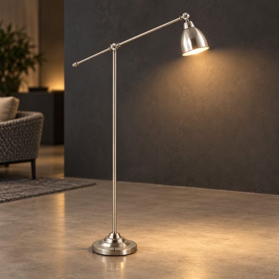Ideal lux newton lampada da terra orientabile e27 150cm per soggiorno industriale nichel