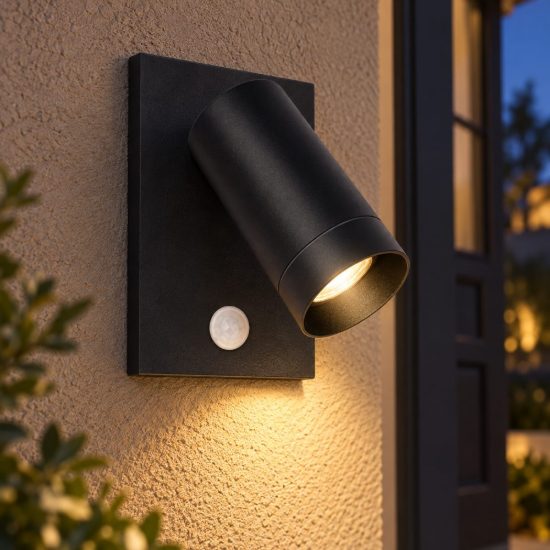 Applique da esterno moderna nero ip54 con sensore di movimento