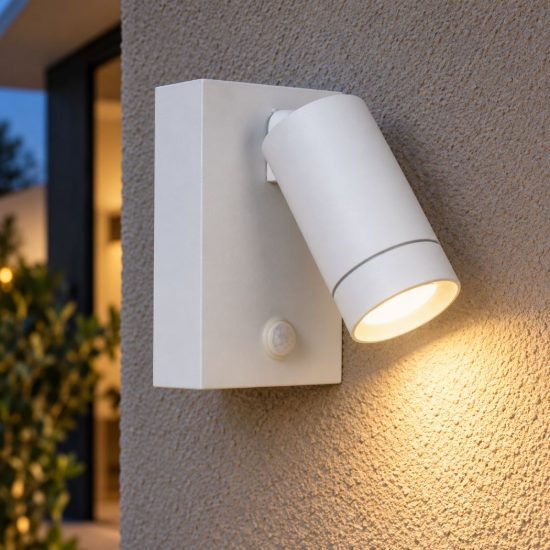 Applique da esterno moderna bianco ip54 con sensore di movimento