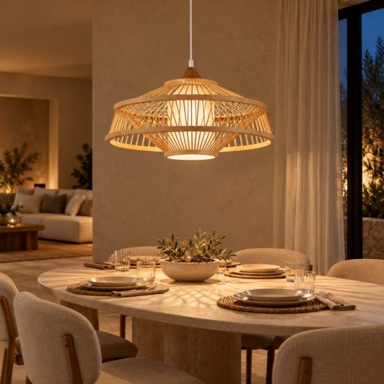 Lampadario a sospensione con 3 pendenti a grappolo per soggiorno moderno naturale bianco