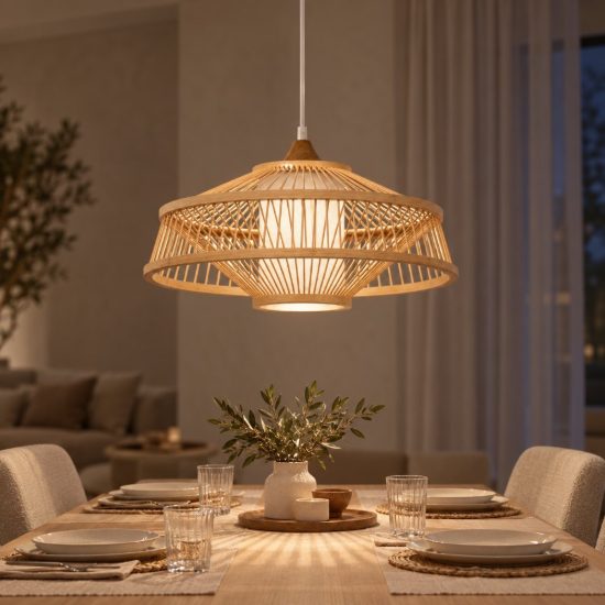 Lampadario a sospensione piccolo conico per soggiorno moderno naturale bianco