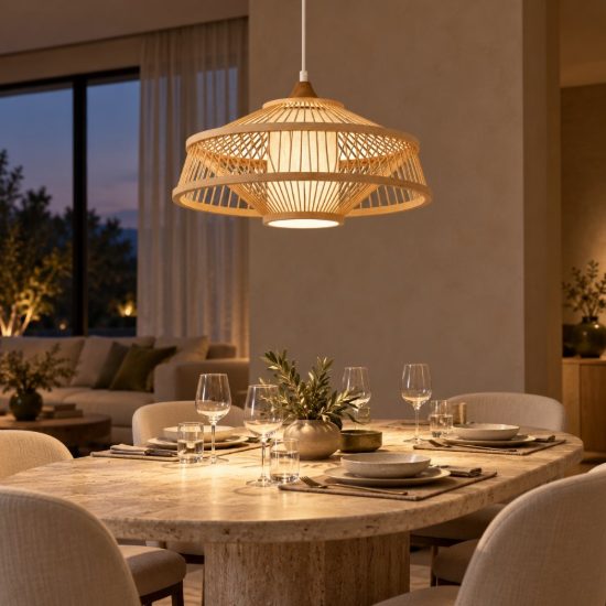Lampadario a sospensione piccolo conico per soggiorno moderno naturale bianco