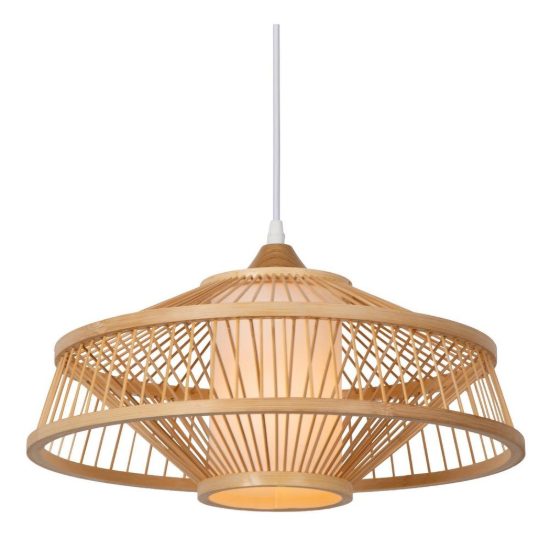 Lampadario a sospensione piccolo conico per soggiorno moderno naturale bianco